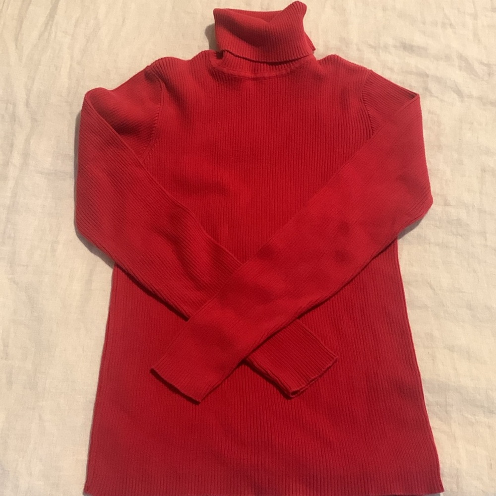 Ribbed cotton turtleneck, red size medium Gap